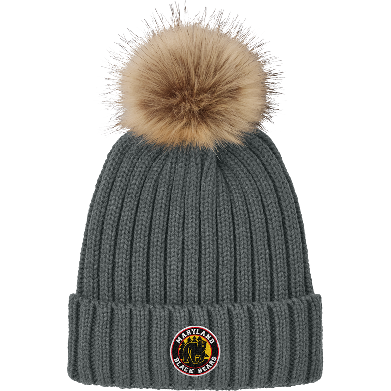 Maryland Black Bears Faux Fur Pom Beanie