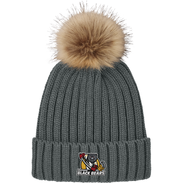 Dupage Black Bears Faux Fur Pom Beanie