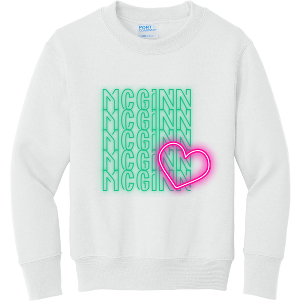 McGinn Elementary Youth 'Neon Heart' Core Fleece Crewneck Sweatshirt