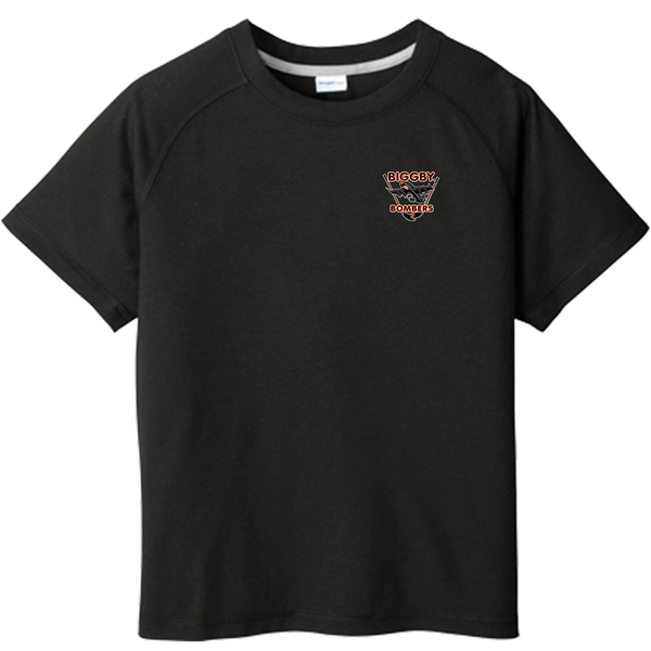 Biggby Bombers Youth PosiCharge Tri-Blend Wicking Raglan Tee